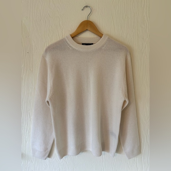 NWOT Zara 100% Cashmere Off Cream White Knit Woven Crochet Crewneck Sweater - Picture 10 of 11